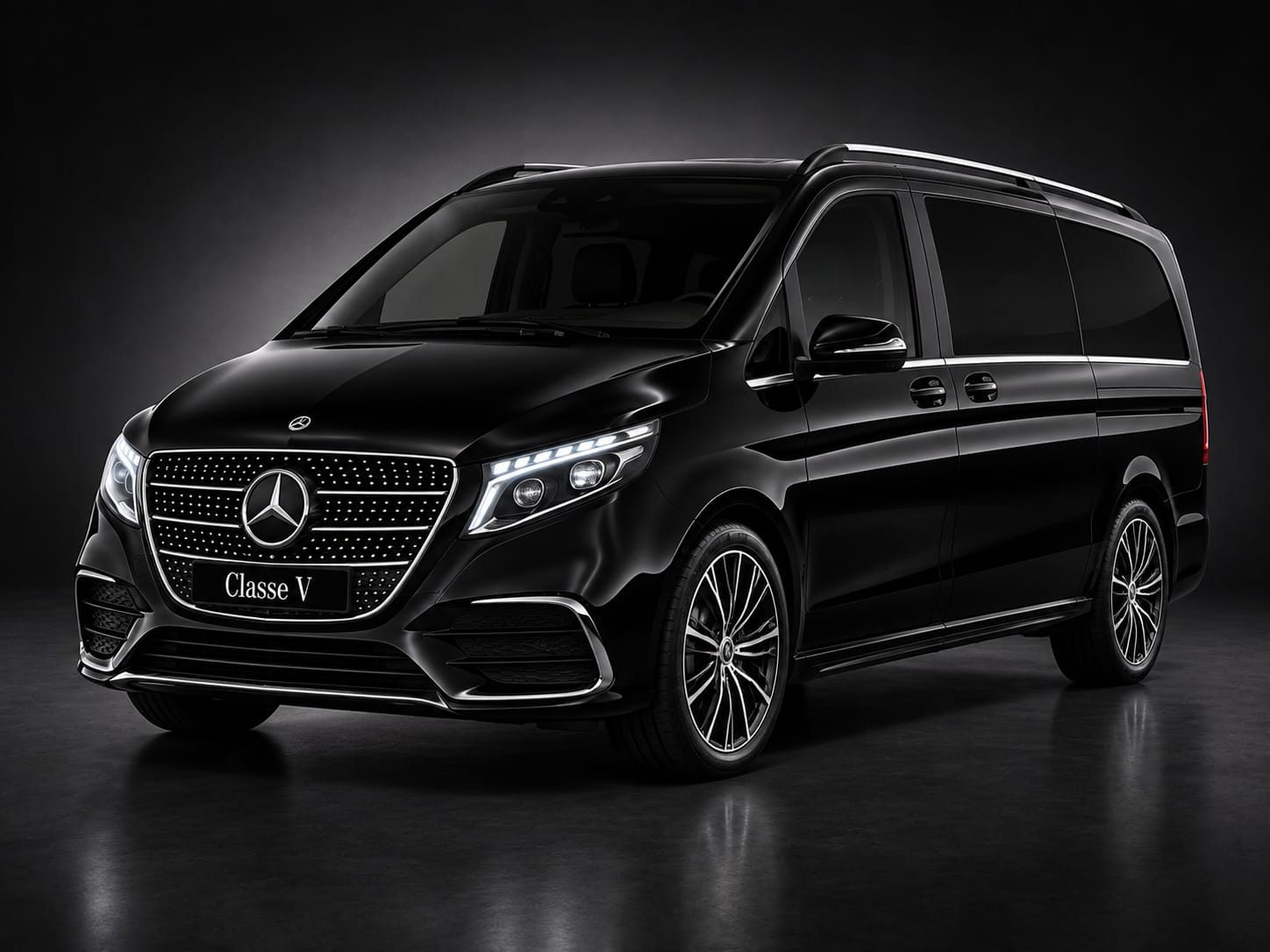 Mercedes-Benz Classe V noir, vue 3/4 avant