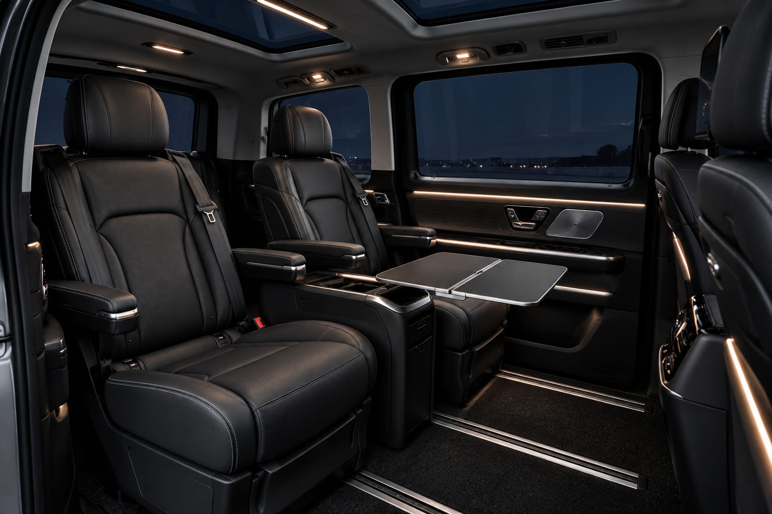 Mercedes-Benz Classe V, sièges capitaine arrière avec table dépliée